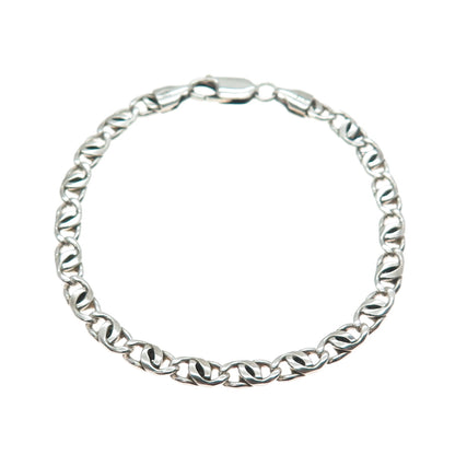 925 Sterling Silver Vintage Italy Twisted Anchor Mariner Link Bracelet 7"