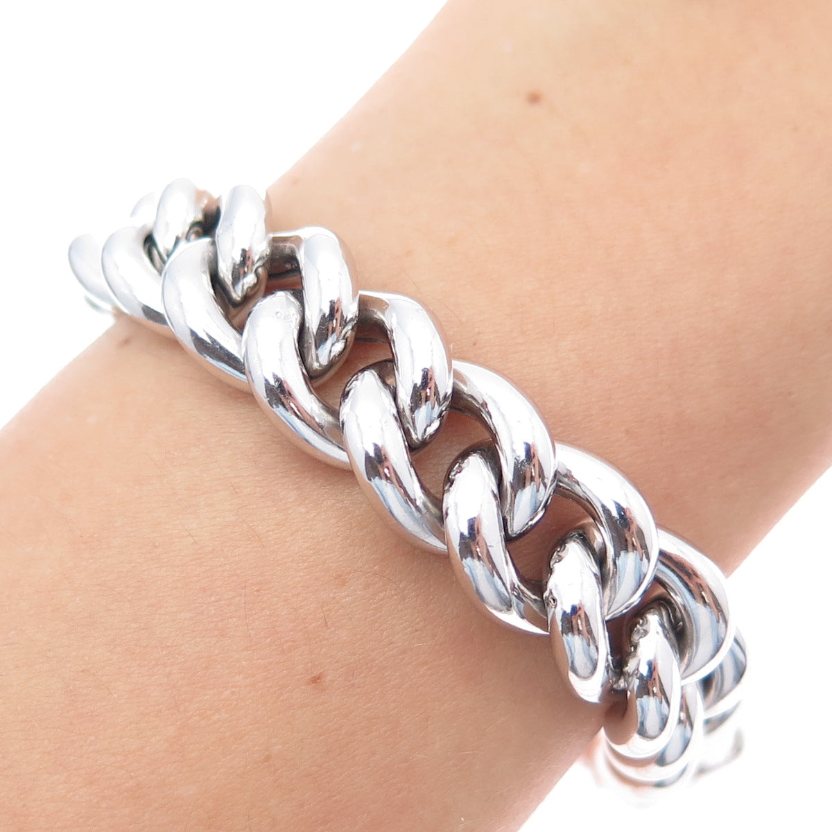 MILOR 925 Sterling Silver Vintage Italy Curb Link Bracelet 7"