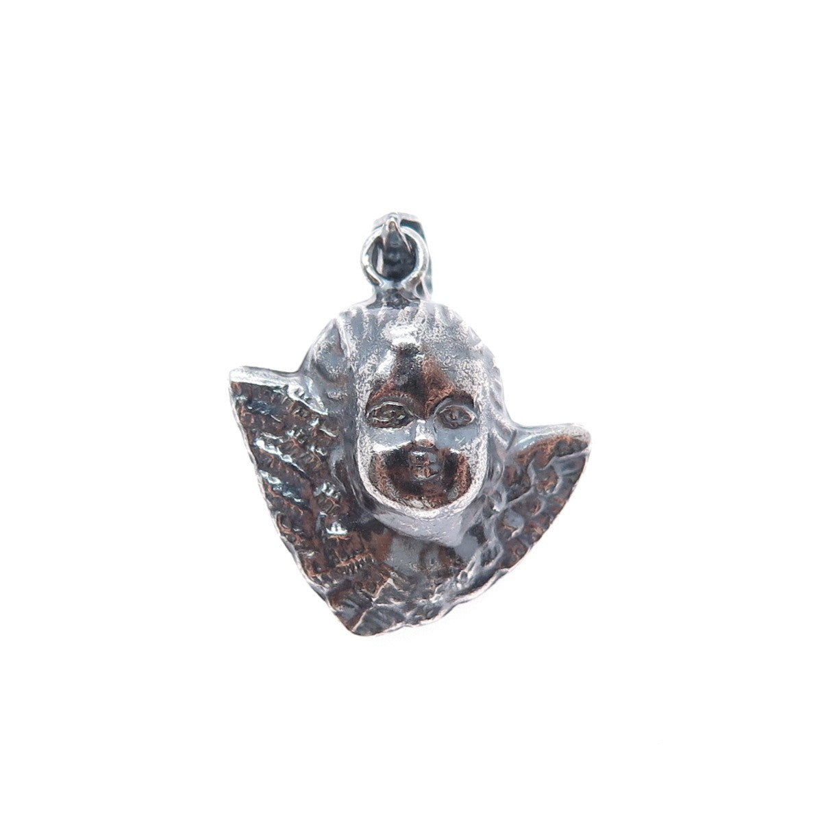 925 Sterling Silver Vintage Cherub Oxidized Minimalist Charm Pendant