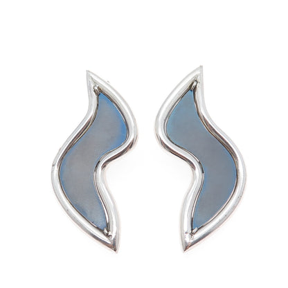 925 Sterling Silver Vintage Enamel Modernist Dangle Earrings