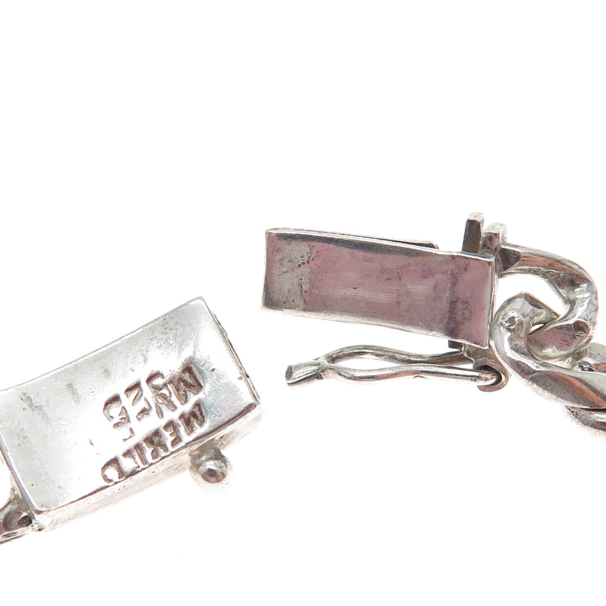 925 Sterling Silver Vintage Mexico Figaro Link Bracelet 8.5"