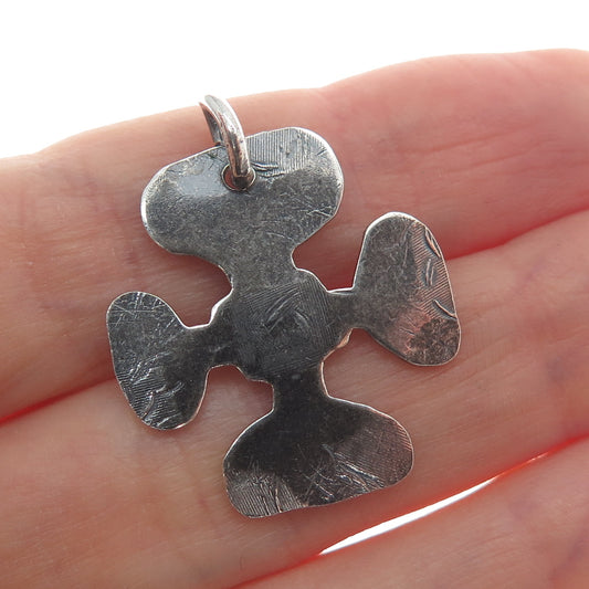 Old Pawn 925 Sterling Silver Vintage Southwestern Cross Oxidized Pendant