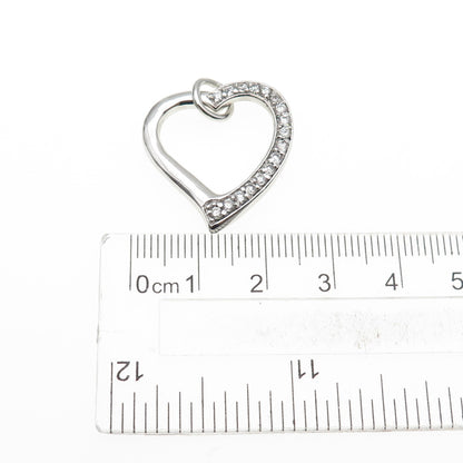 925 Sterling Silver Round-Cut C Z Heart Charm Pendant