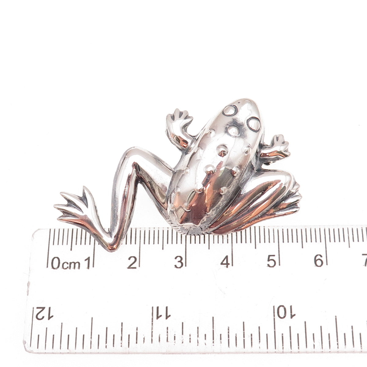 925 Sterling Silver Vintage Frog Good Luck Oxidized Pin Brooch