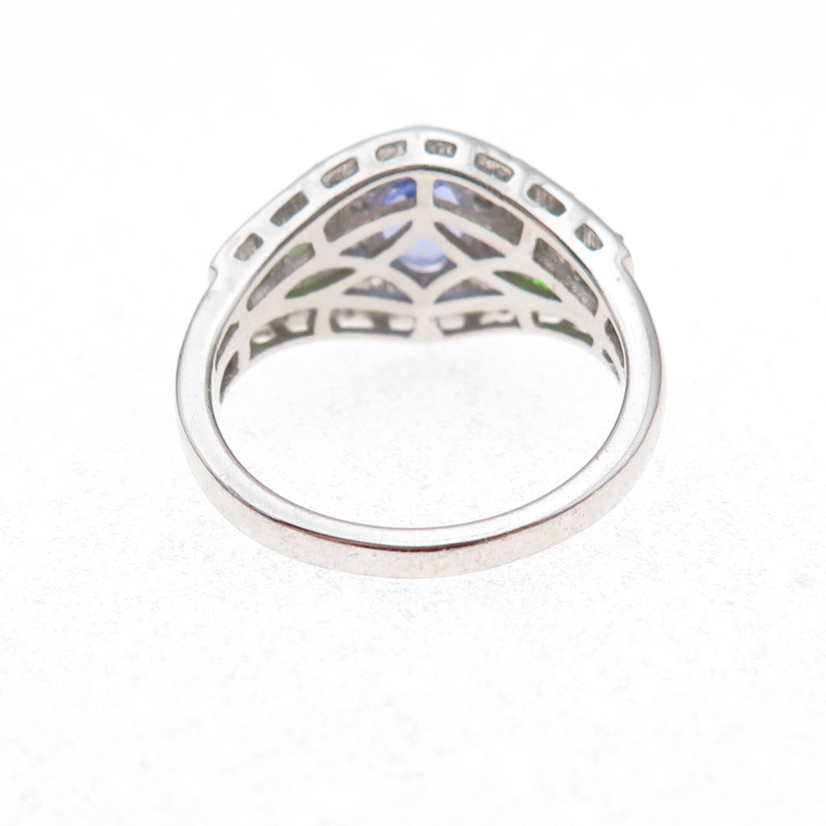 925 Sterling Silver Real Tanzanite Peridot & White Topaz Ring Size 8