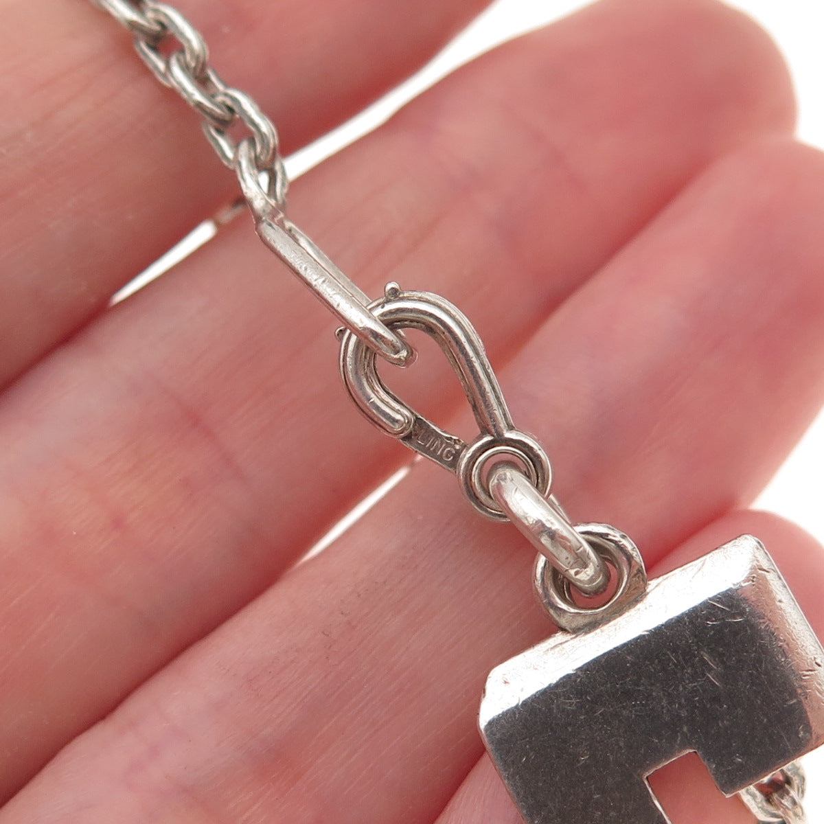 925 Sterling Silver Vintage Letter S Initial Fob Key Chain