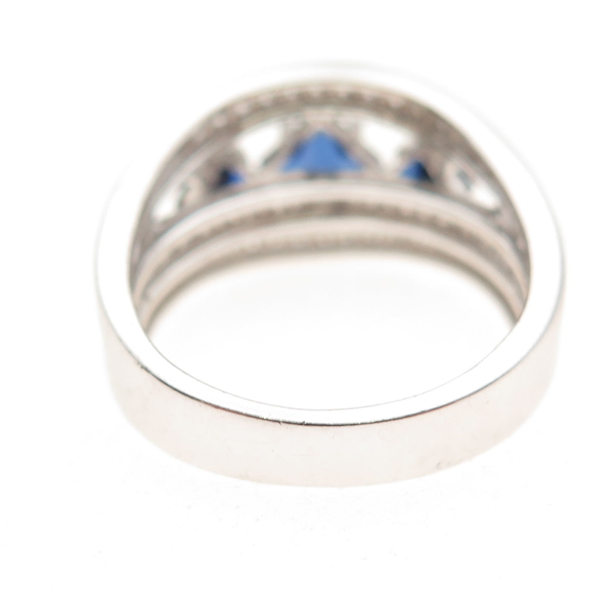 925 Sterling Silver Lab-Created Sapphire & C Z Ring Size 7.25