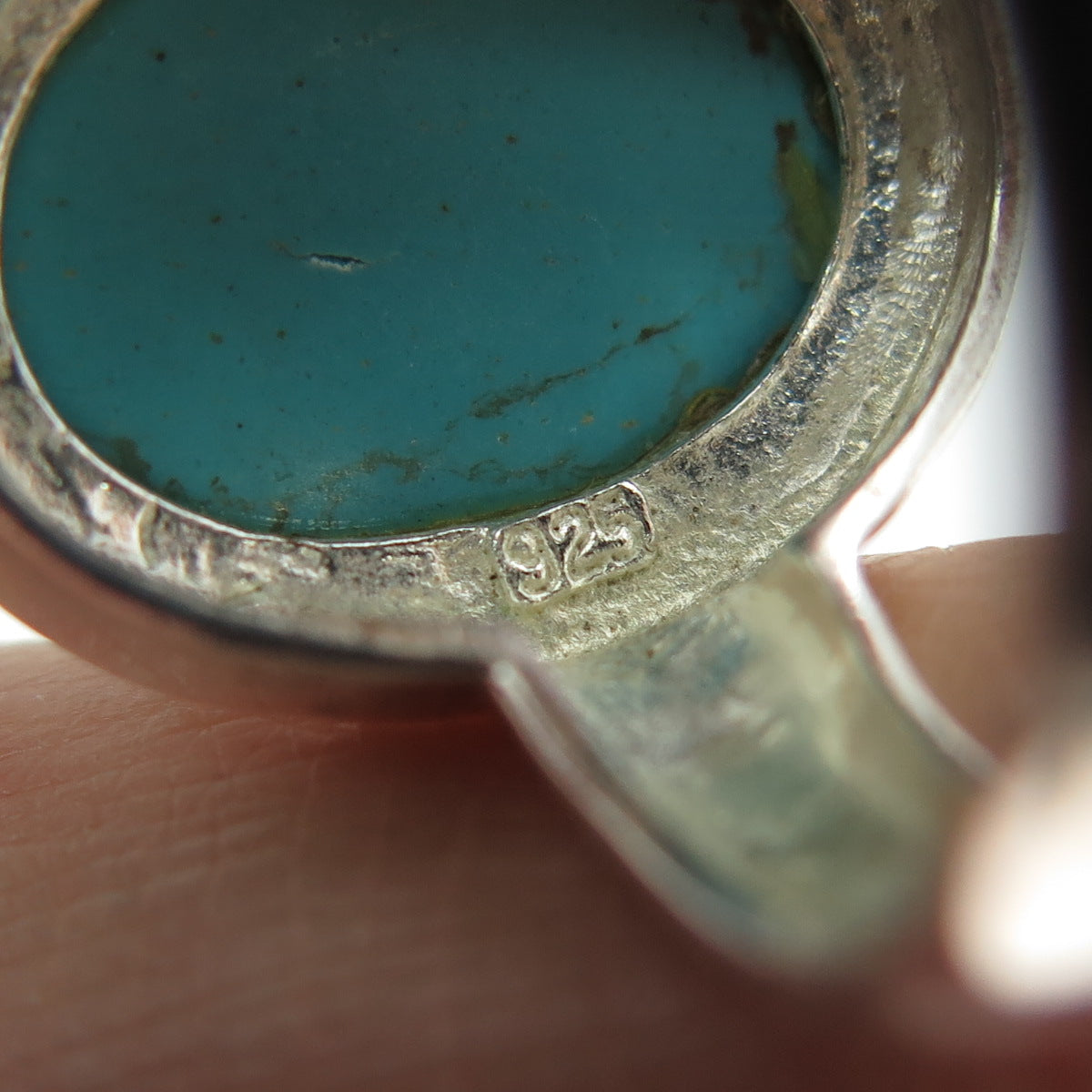 925 Sterling Silver Vintage Real Lone Mountain Turquoise Ring Size 8