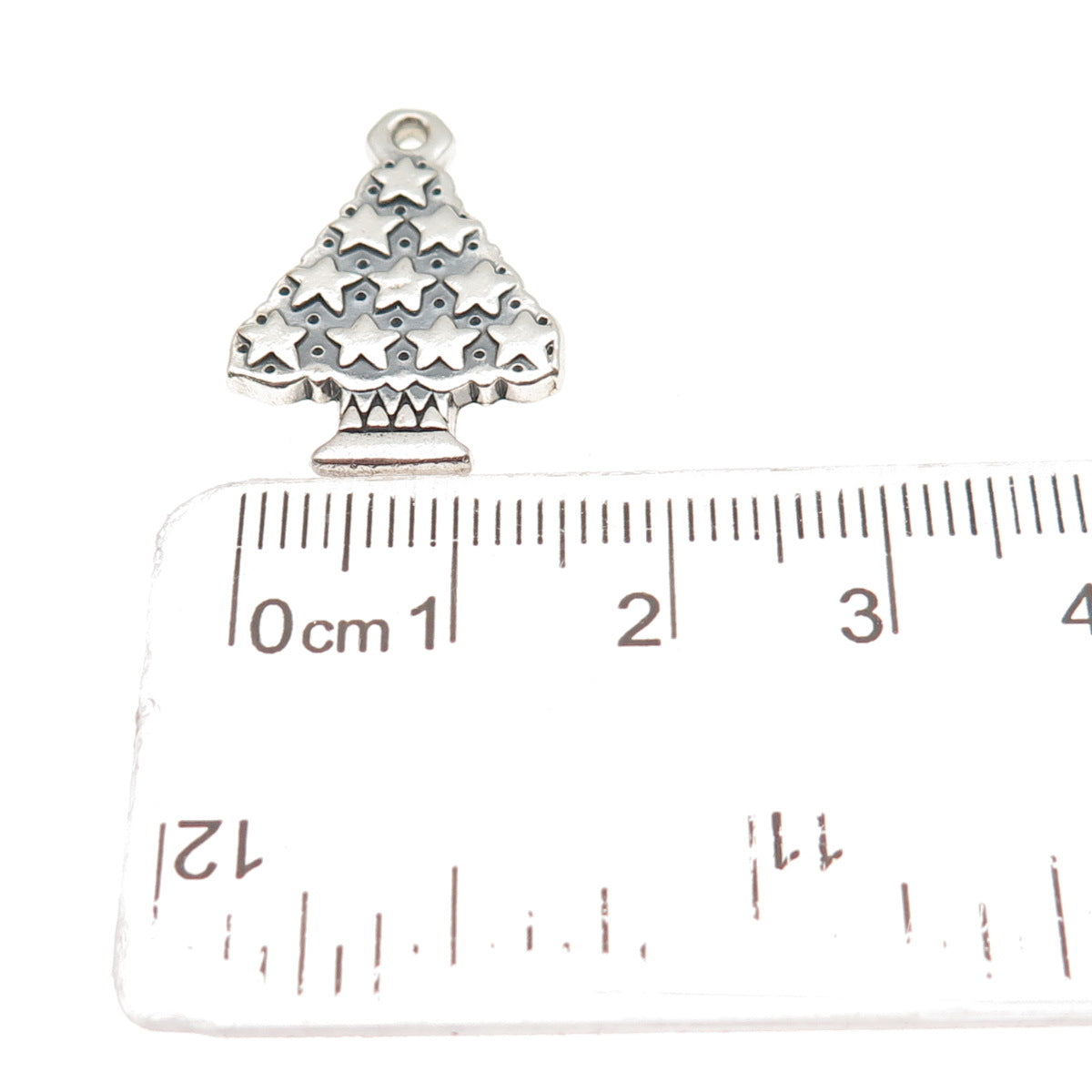 925 Sterling Silver Vintage Adorned Christmas Tree Charm Pendant