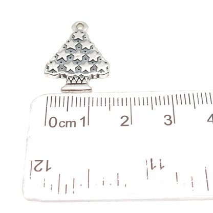 925 Sterling Silver Vintage Adorned Christmas Tree Charm Pendant