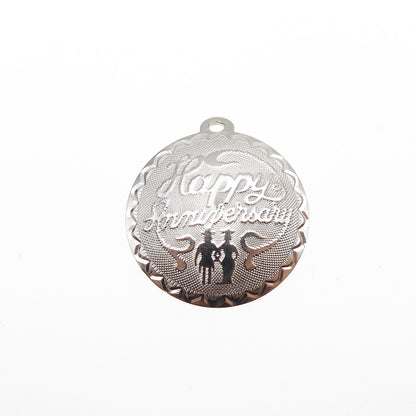 JEWELART 925 Sterling Silver Vintage Happy Anniversary Mini Charm Pendant