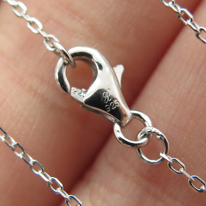 925 Sterling Silver Round-Cut C Z Letter "M" Initial Cable Chain Necklace 16-18"
