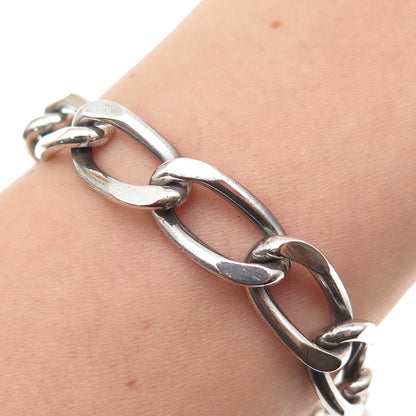 835 Silver Vintage Portugal Curb Link Oxidized Bracelet 8.25"