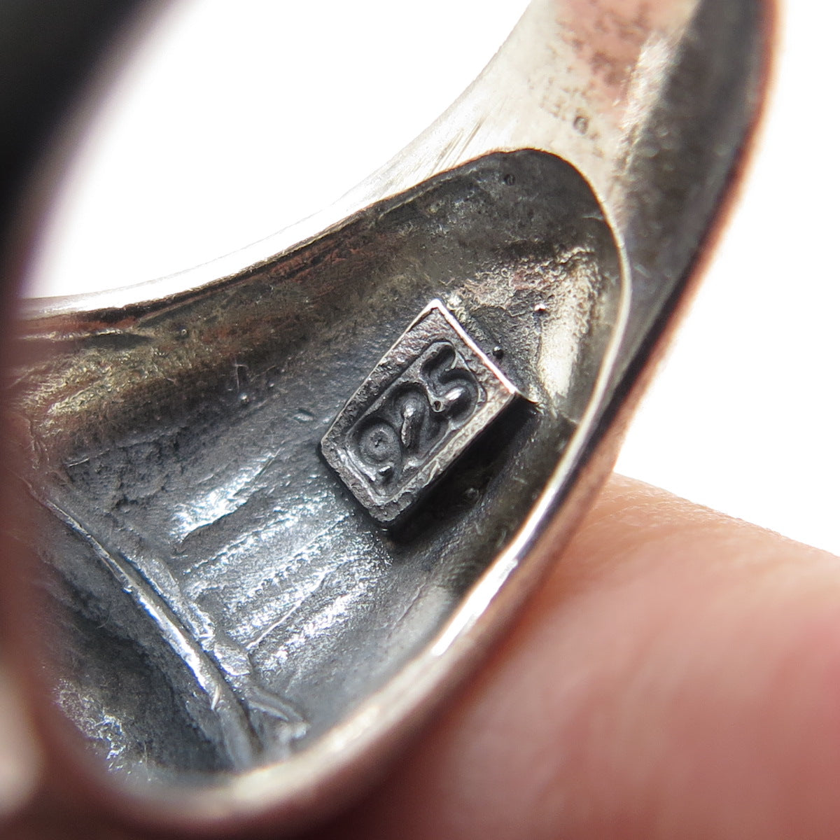 925 Sterling Silver Vintage Crocodile Pattern Oxidized Ring Size 6.75