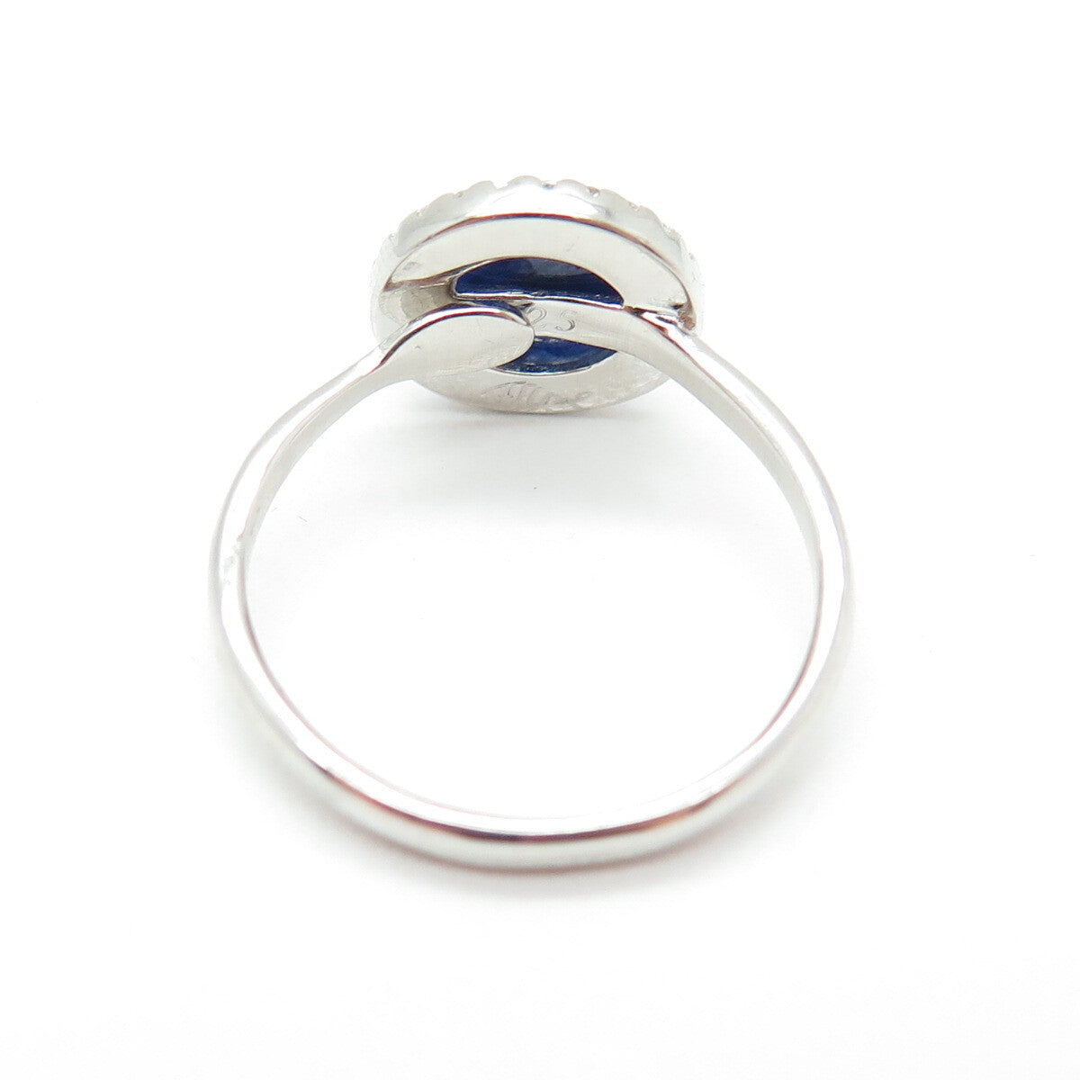 FELIX2 925 Sterling Silver Real Round-Cut Sapphire & C Z Ring Size 8