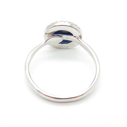 FELIX2 925 Sterling Silver Real Round-Cut Sapphire & C Z Ring Size 8