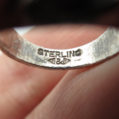 CLARK & COOMBS 925 Sterling Silver Vintage Wavy Dome Oxidized Ring Size 4