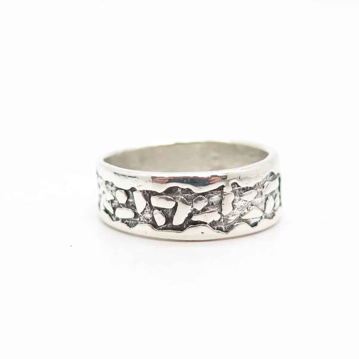 925 Sterling Silver Vintage Bell Trading Post Pebble Band Ring Size 7.5
