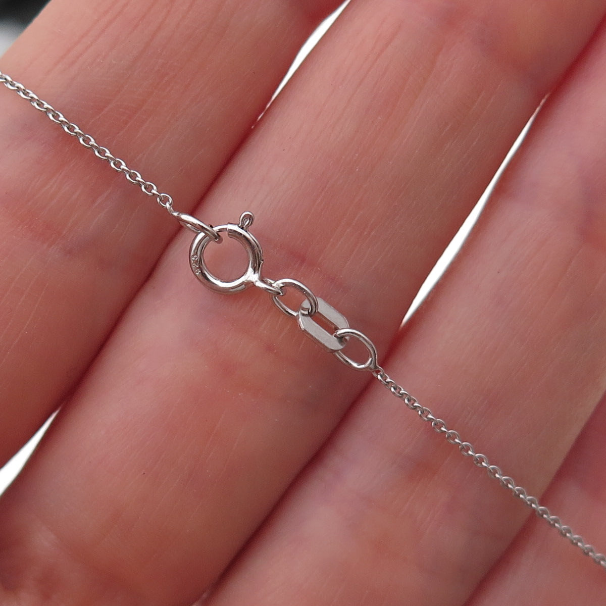 925 Sterling Silver Real Champagne & White Diamond Cable Chain Necklace 18"