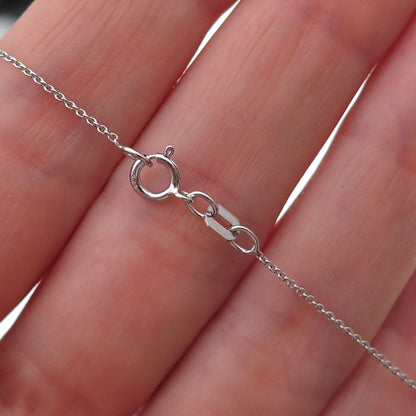 925 Sterling Silver Real Champagne & White Diamond Cable Chain Necklace 18"