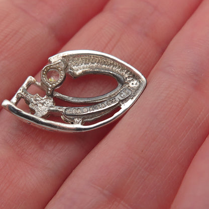 Coleman Co. 925 Sterling 12K Gold Vintage C Z Floral Mini Slide Charm Pendant