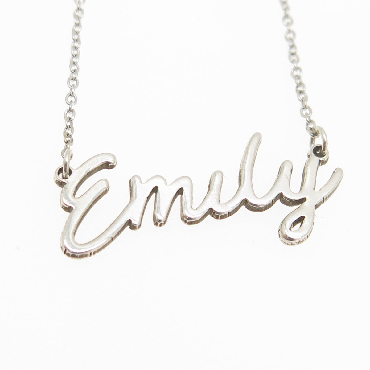 925 Sterling Silver "Emily" Personalized Nameplate Cable Chain Necklace 14"