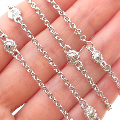 JUDITH RIPKA 925 Sterling Silver Round-Cut C Z Station Chain Necklace 36"