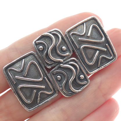 925 Sterling Silver Vintage Modernist Oxidized Pin Brooch