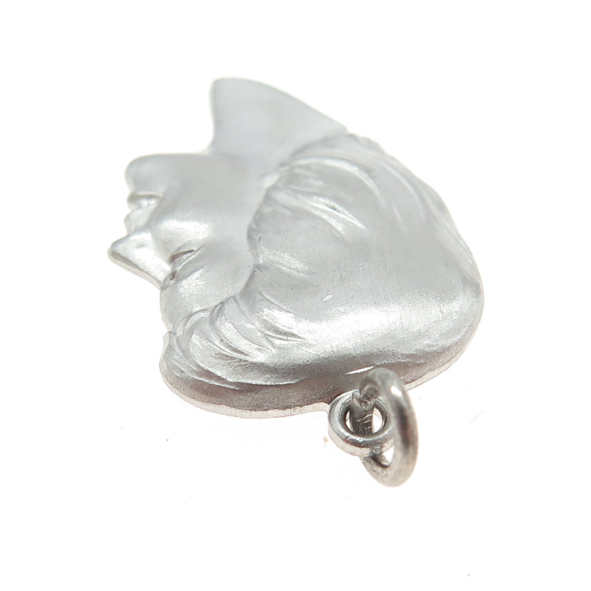 WELLS 925 Sterling Silver Vintage Girl Face Profile Charm Pendant