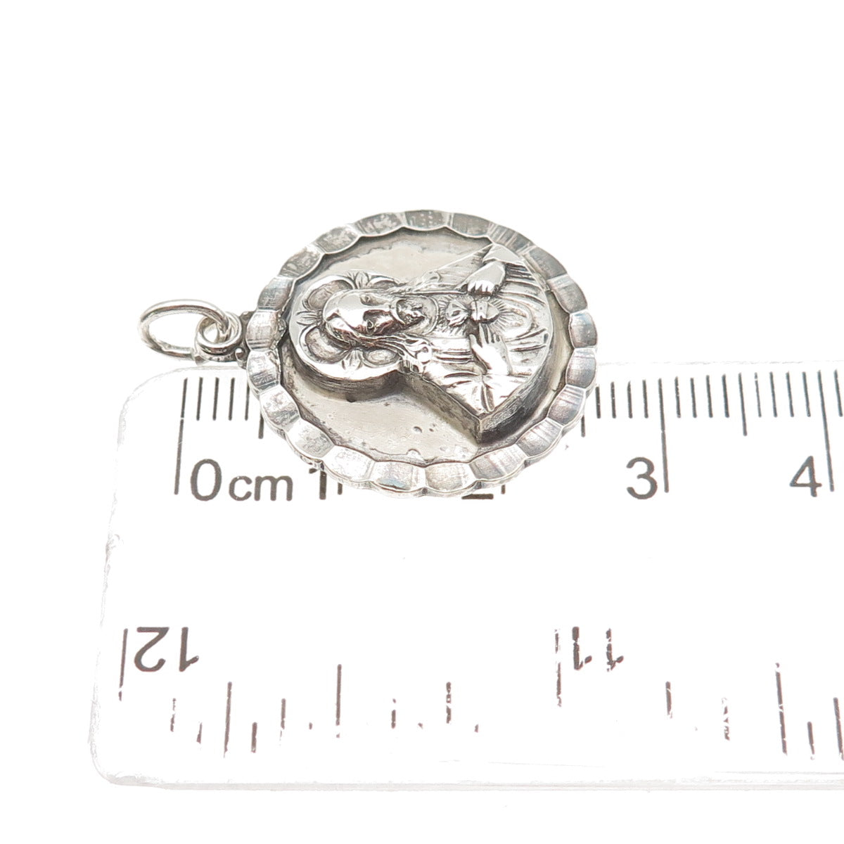 Creed 925 Sterling Silver Vintage Jesus Sacred Heart Medal Charm Pendant