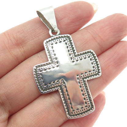 925 Sterling Silver Vintage Mexico Tribal Cross Pendant