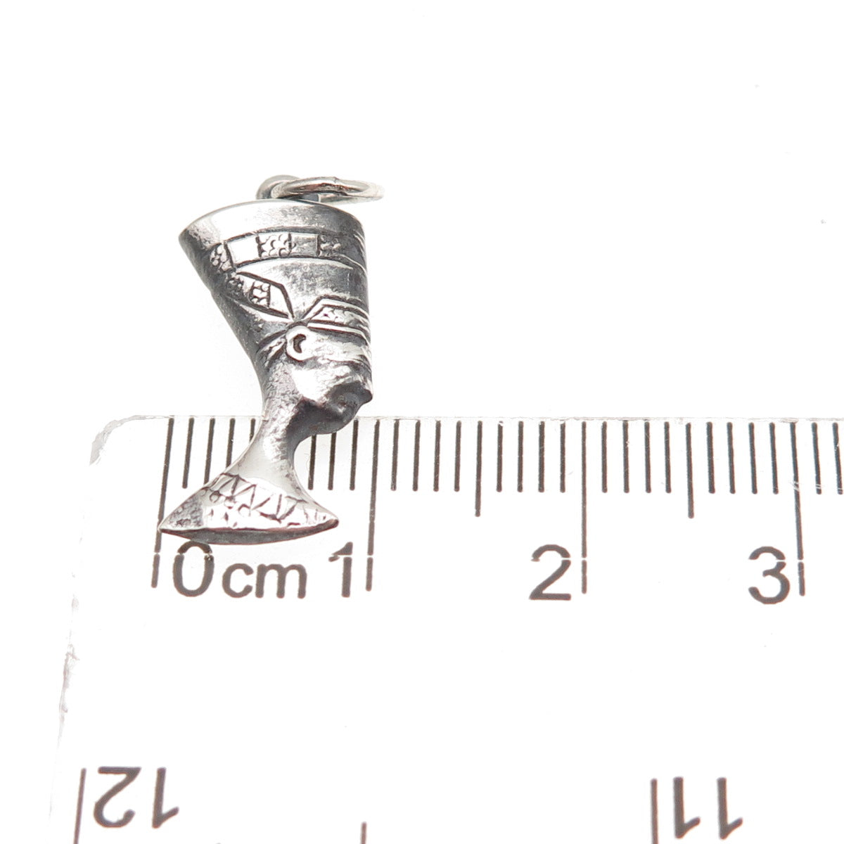 925 Sterling Silver Vintage Egyptian Nefertiti Oxidized Mini Charm Pendant
