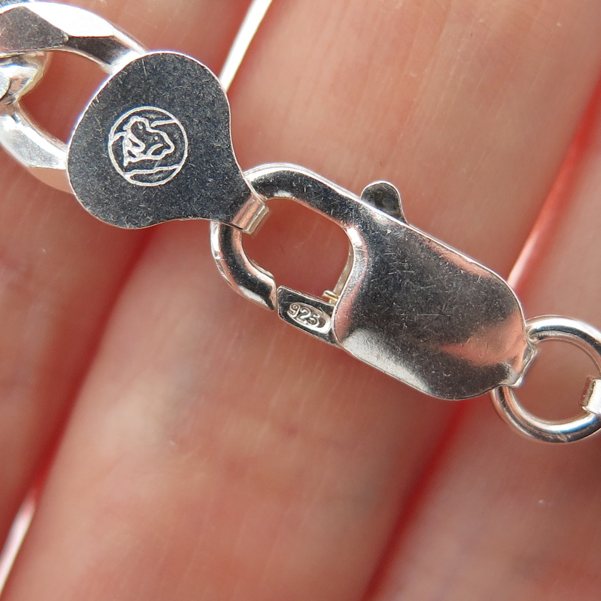 925 Sterling Silver Vintage Italy Figaro Link Bracelet 8.75"