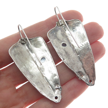 BARUCH K 925 Sterling Silver Vintage Real Tourmaline & Garnet Modernist Earrings