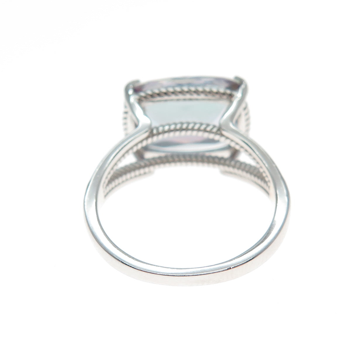 925 Sterling Silver Real Mystic Quartz Roped Bezel Ring Size 7.25