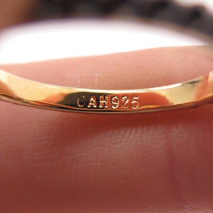 925 Sterling Silver Black Rhodium Gold Plated Beaded Band Ring Size 7