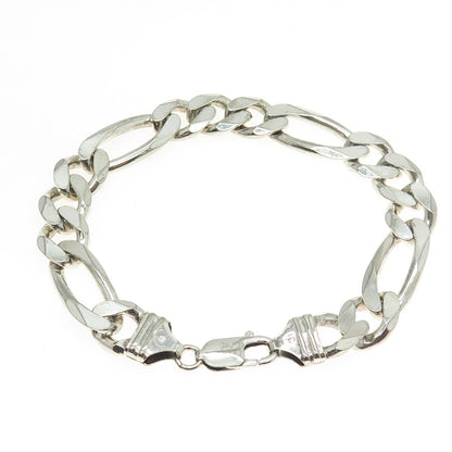 925 Sterling Silver Vintage Italy Figaro Link Bracelet 8"