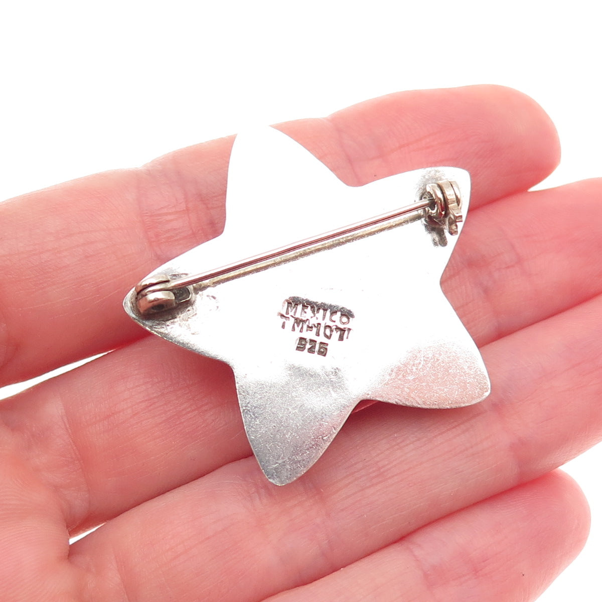 925 Sterling Silver Vintage Mexico Modernist Puffy Star Pin Brooch
