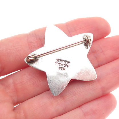 925 Sterling Silver Vintage Mexico Modernist Puffy Star Pin Brooch