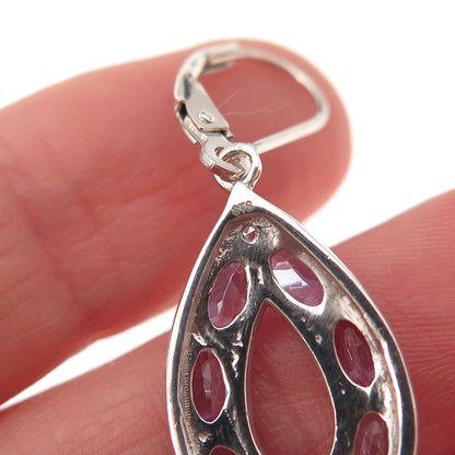Chuck Clemency Sterling Silver Real Oval & Round-Cut Tanzanite Dangle Earrings