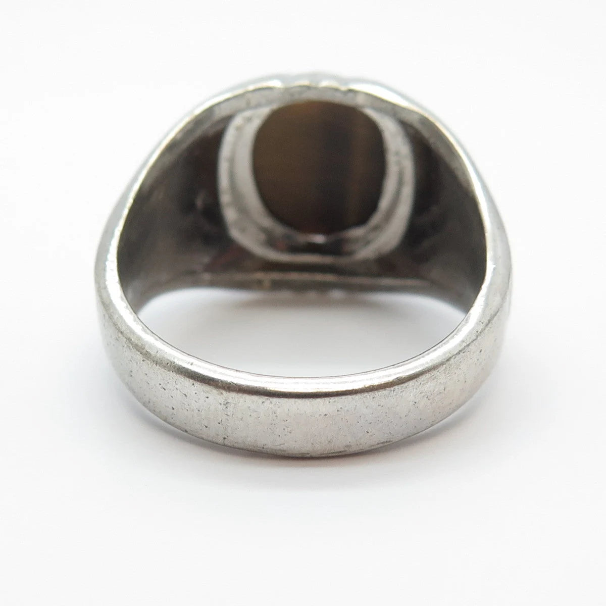 925 Sterling Silver Vintage Vargas Real Tiger Eye Gem Domed Ring Size 9.5