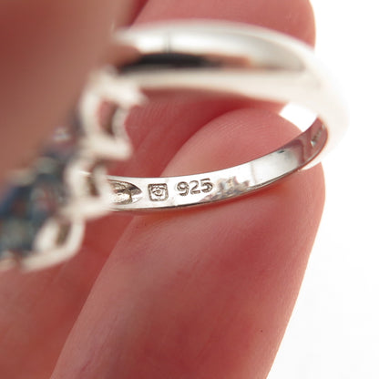 Michelle Albala 925 Sterling Silver Real Aquamarine & Blue Topaz Ring Size 6.25