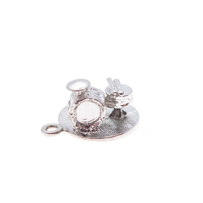 925 Sterling Silver Vintage Drum Minimalist 3D Charm Pendant