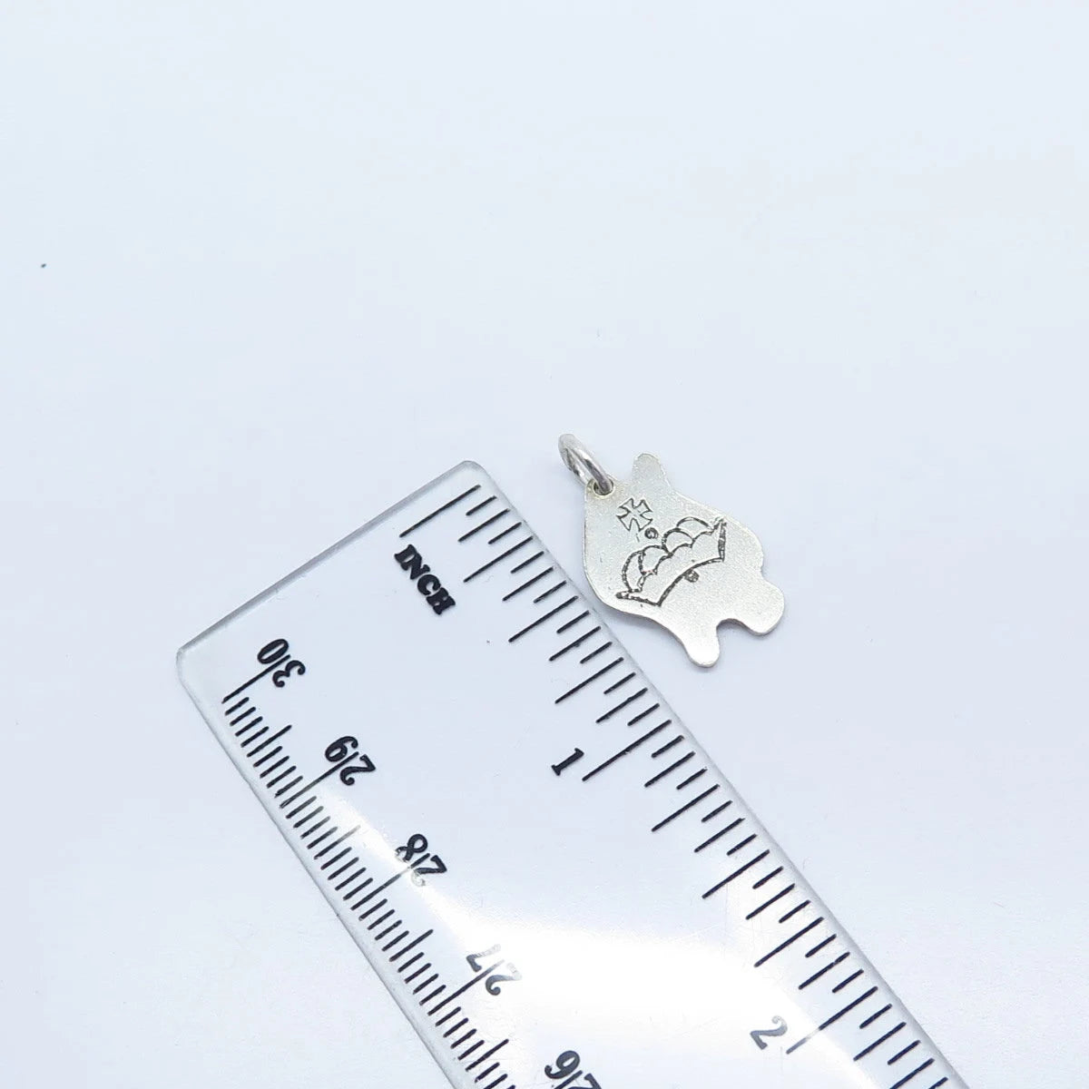 925 Sterling Silver Vintage BEAU Crown & Cross Charm Pendant