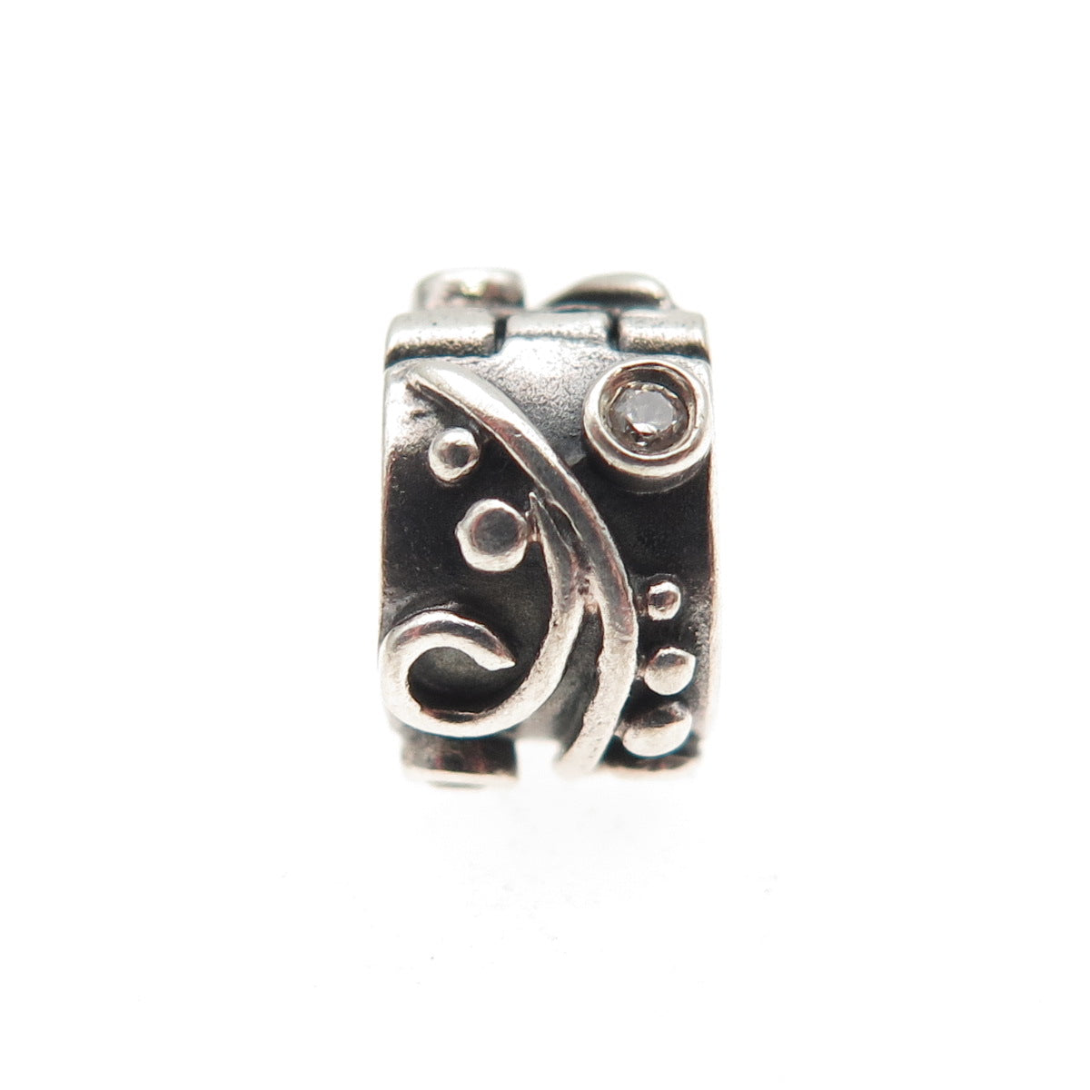 PANDORA 925 Sterling Silver Round-Cut C Z Tendril Clip Charm