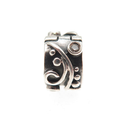 PANDORA 925 Sterling Silver Round-Cut C Z Tendril Clip Charm