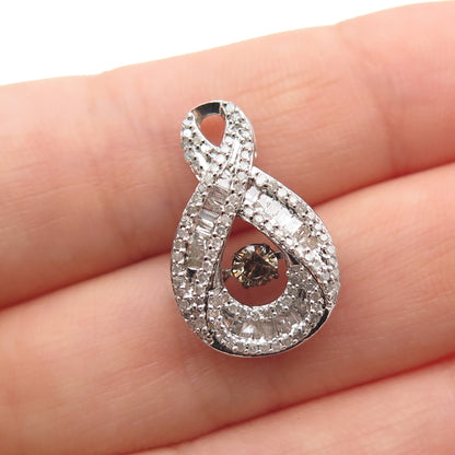 925 Sterling Real Round Tapered Baguette-Cut Diamond Infinity Mini Slide Pendant