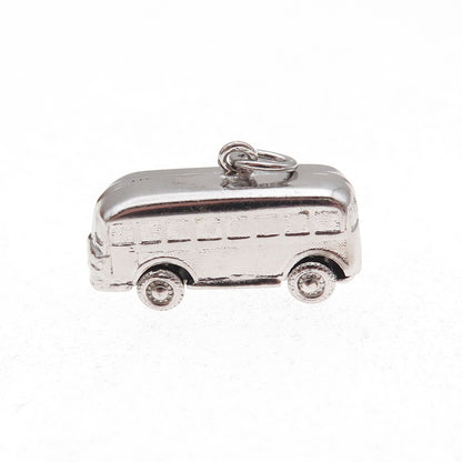 Art's Elegance 925 Sterling Silver Vintage Bus 3D Charm Pendant