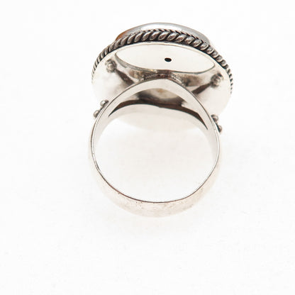 925 Sterling Silver Vintage Real Turquoise Oxidized Ring Size 8