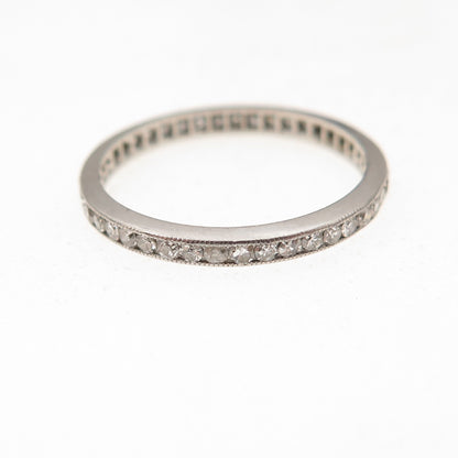 Platinum Antique Art Deco Real Diamond Stackable Eternity Band Ring Size 4.75
